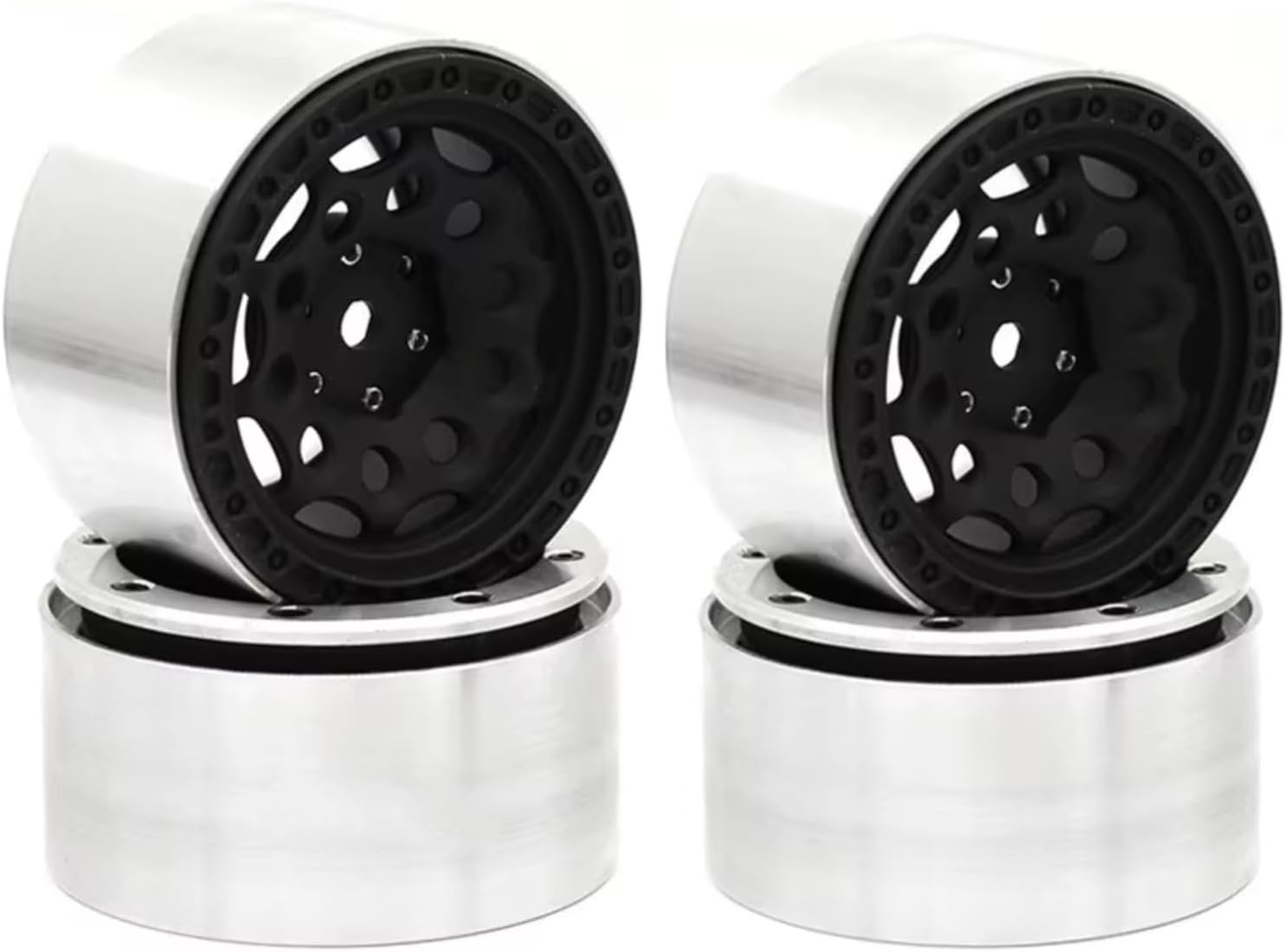 RC Car Parts Compatible with SCX10 for TRX-4 1/10 RC Car Upgrade Parts 2.2in Aluminum Alloy Wheel Hub Off-Road Competition Tire(Black)