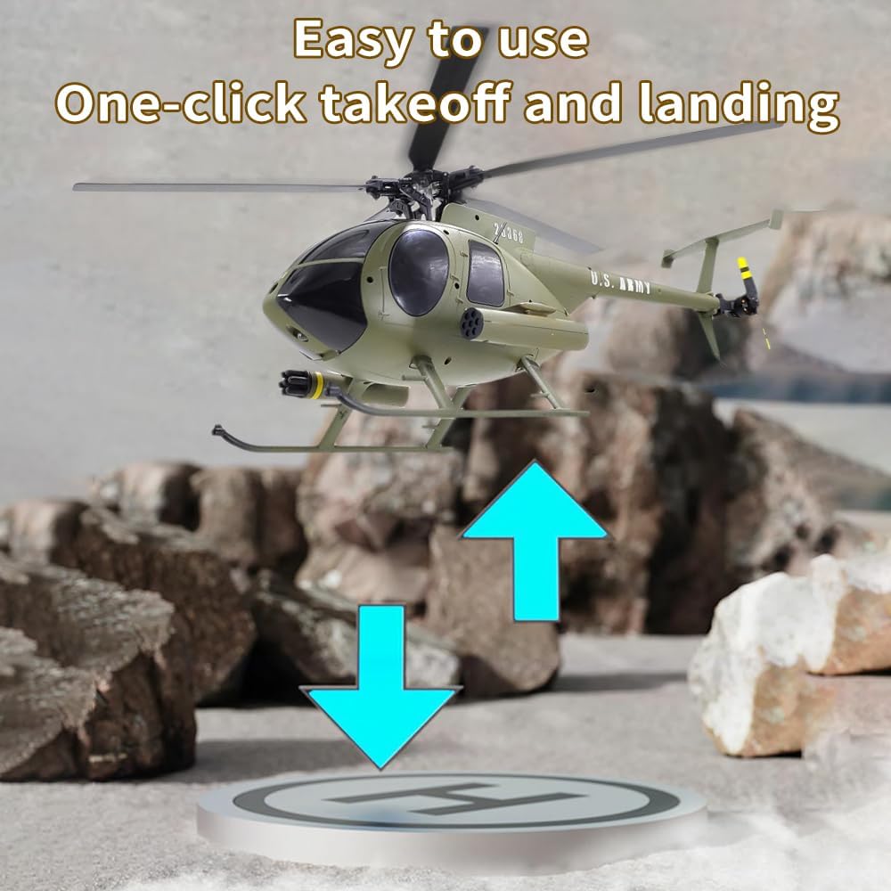 Remote Control Helicopter, C189 MD500 RC Helicopter Model, 1/28 Scale 4CH Single-Rotor Helicopters with 6-Axis Gyro and Brushless Motor, 2.4GHz RC Aircraft for Adults, 2 Batteries (Green)