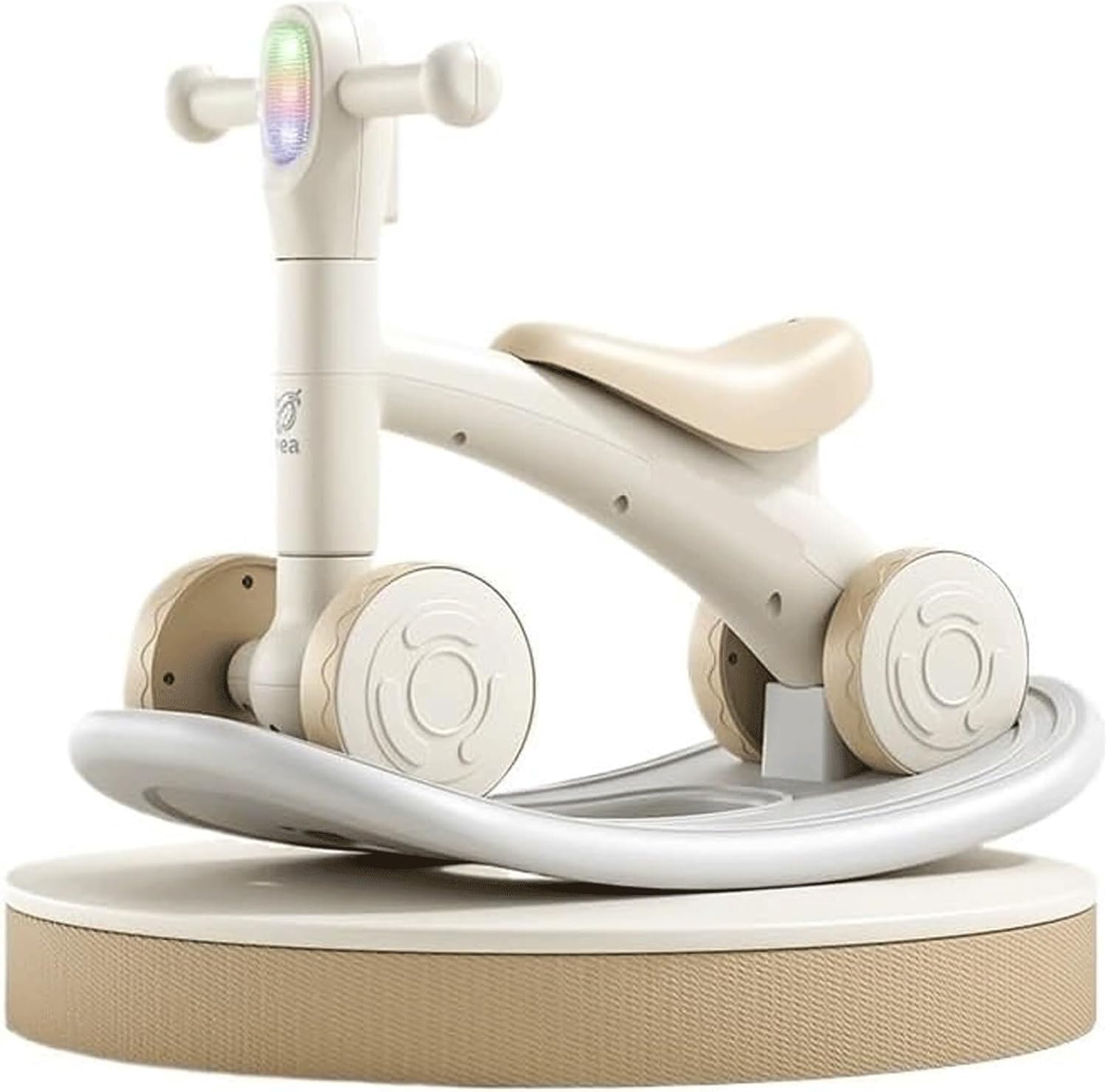 Wiggle Scooter Balance Bike 2 in 1Wiggle Car Silent Wheels Detachable Balance Board Toy Set for Indoor Outdoor Play(Khaki,with Rocking Board)