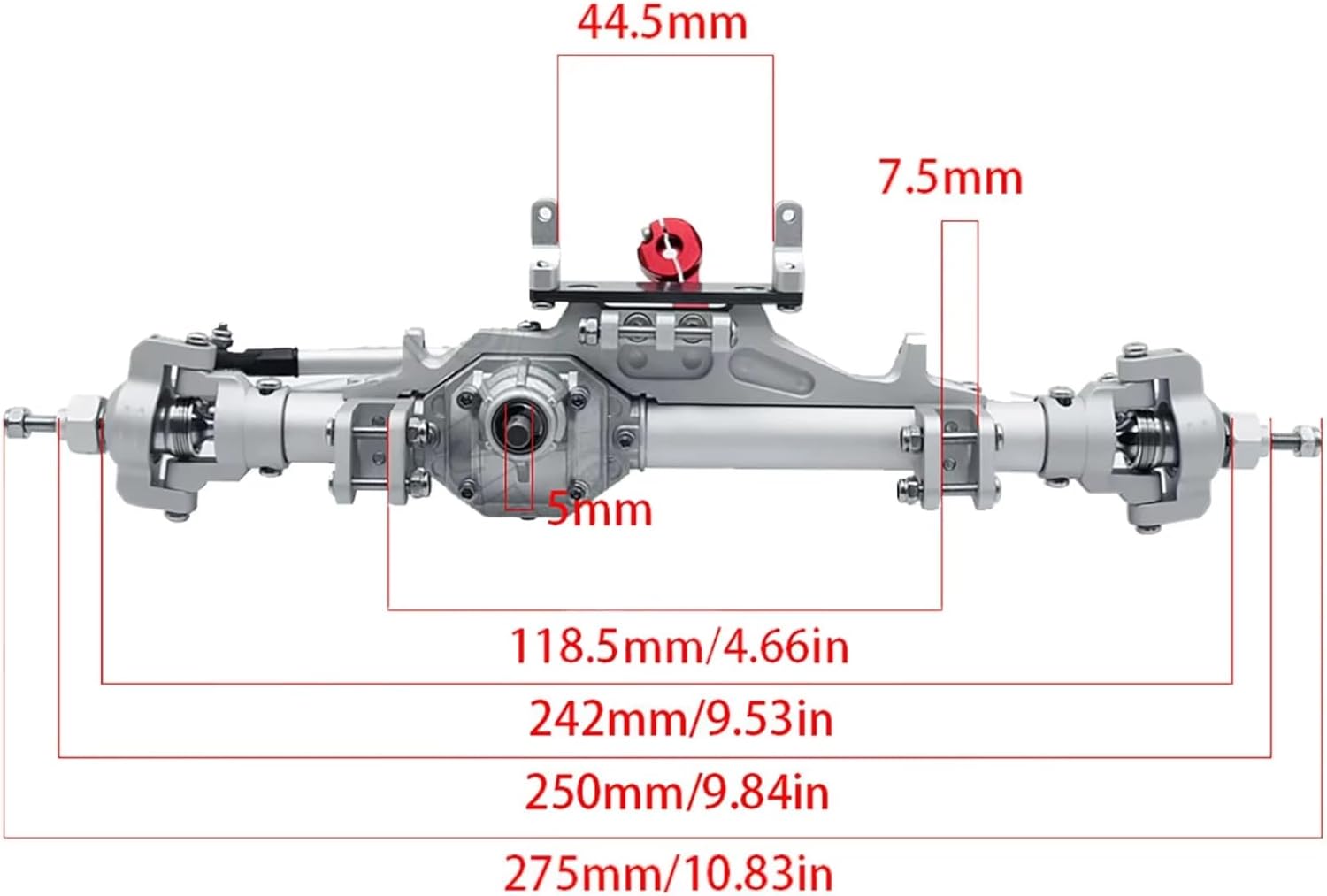RC Axle Spare Parts For Axial For Wraith 90018 RR10 For Capra 1.9 For UTB 1/10 CNC Aluminum Front Rear Axle With Tie Rod Servo Mount RC Crawler Complete(Gray,1set)