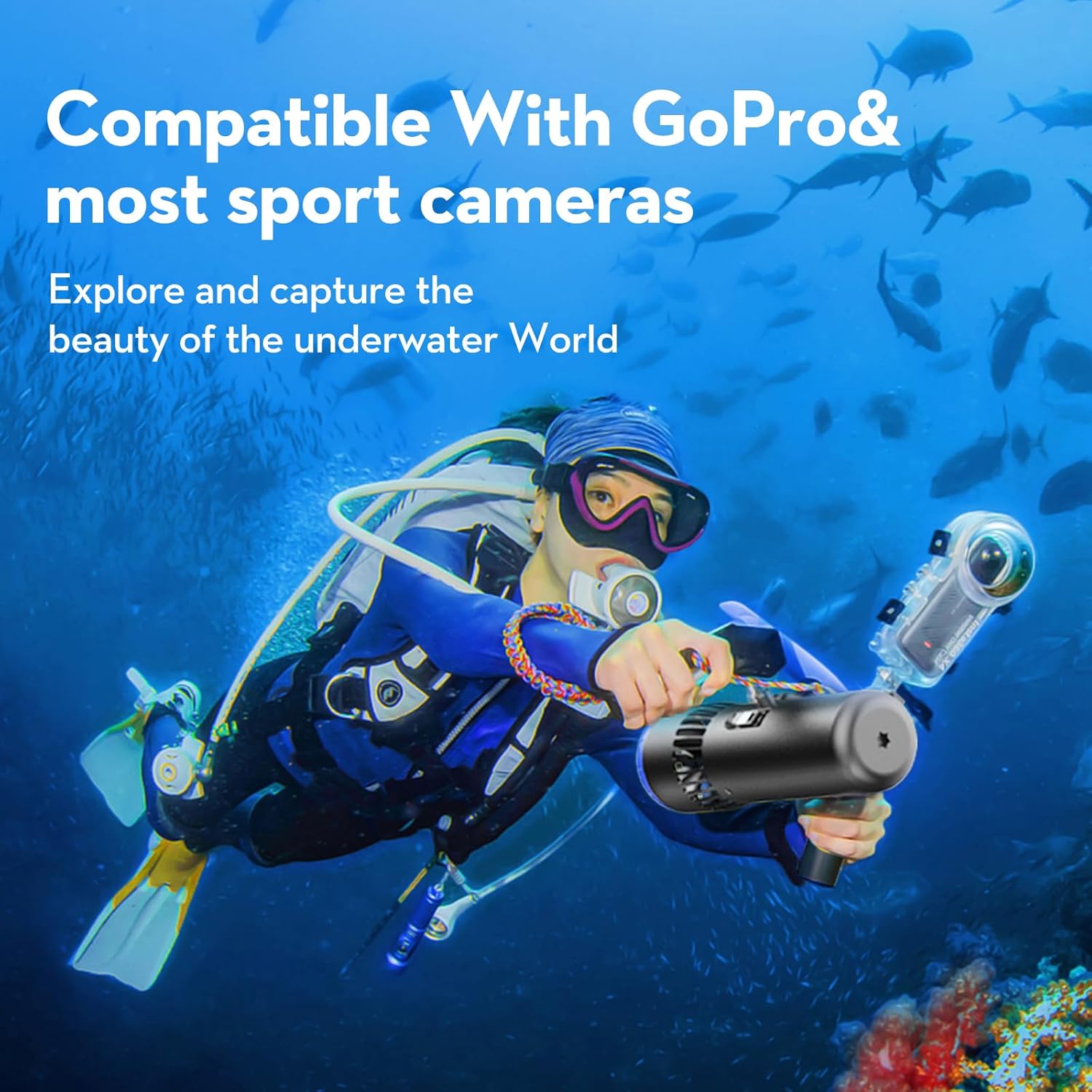 BuddyRC Edge K5 Underwater Scooter for Adults with Action Camera Mount，3-Speed Control Sea Scooter with Dual Motors Water Scooter 50M Waterproof for Pool Scuba Diving Snorkeling Sea Adventures