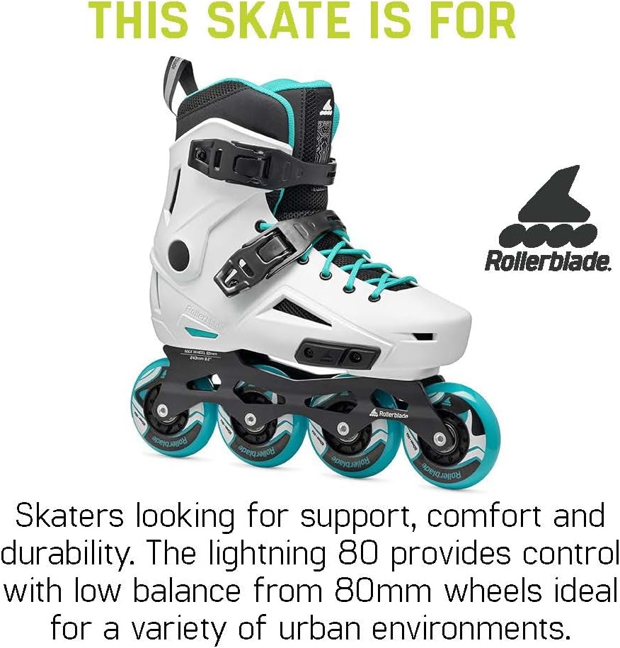 Rollerblade Lightning Women's Urban Inline Skate, White and Aqua