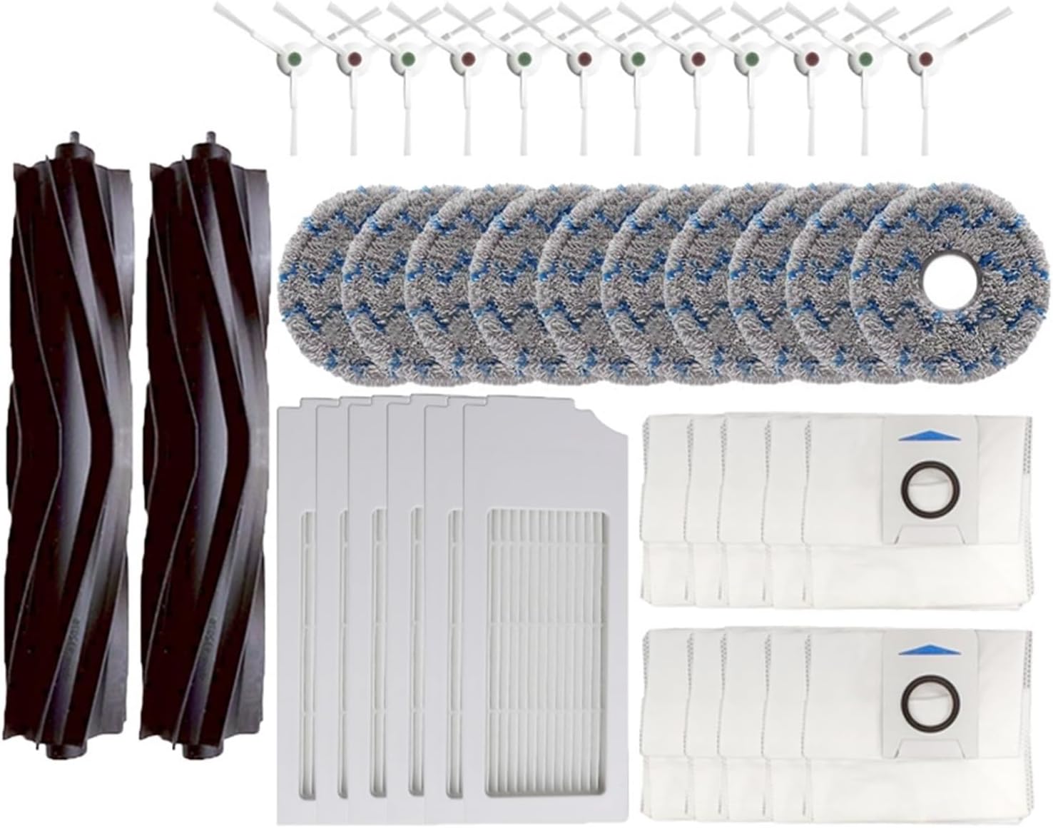 Jicior Compatible with Ecovacs Deebot X1 / T10 Omni/Turbo Accessories Robot Vacuum Cleaner Parts Dust Bag Hepa Filter Main Side Brush Mop Dustbin(40pcs)