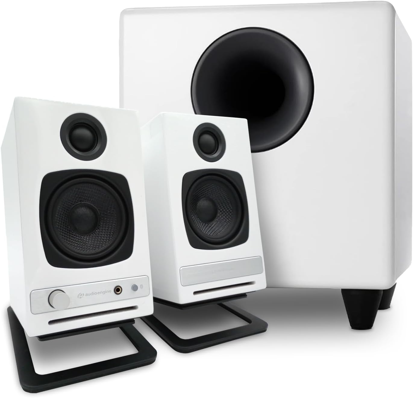 Audioengine A2 HD White Home Music System with S8 Subwoofer and DS1M Stands