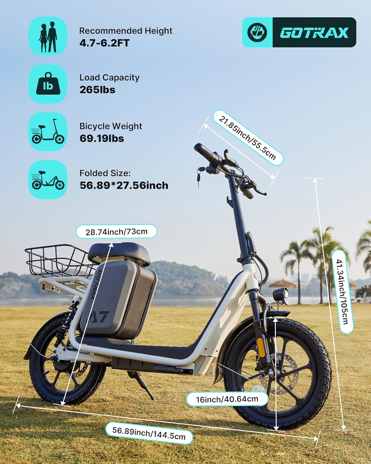 Gotrax Adult Electric Scooter with Seat, Max 19-25miles Range, 15.5-20mph Power by 350W-500W Motor, All-Terrain Tire & Wider Deck & Soft Cushioning Seat with Carry Basket