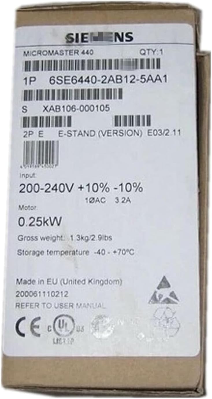 6SE6440-2AB12-5AA1 Servo Drive 0.25Kw 6SE64402AB125AA1 MM440 Series VFD Sealed in Box 1 Year Warranty