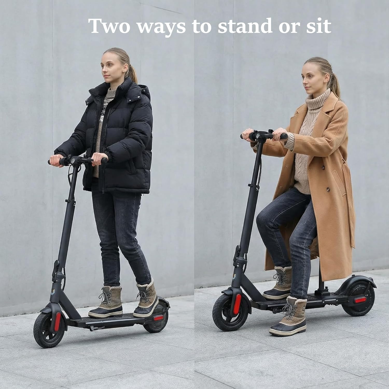 Caroma Electric Scooter with Seat Option,500/350W Motor Up to 25/20 Miles Range & 25/20 MPH Speed,9