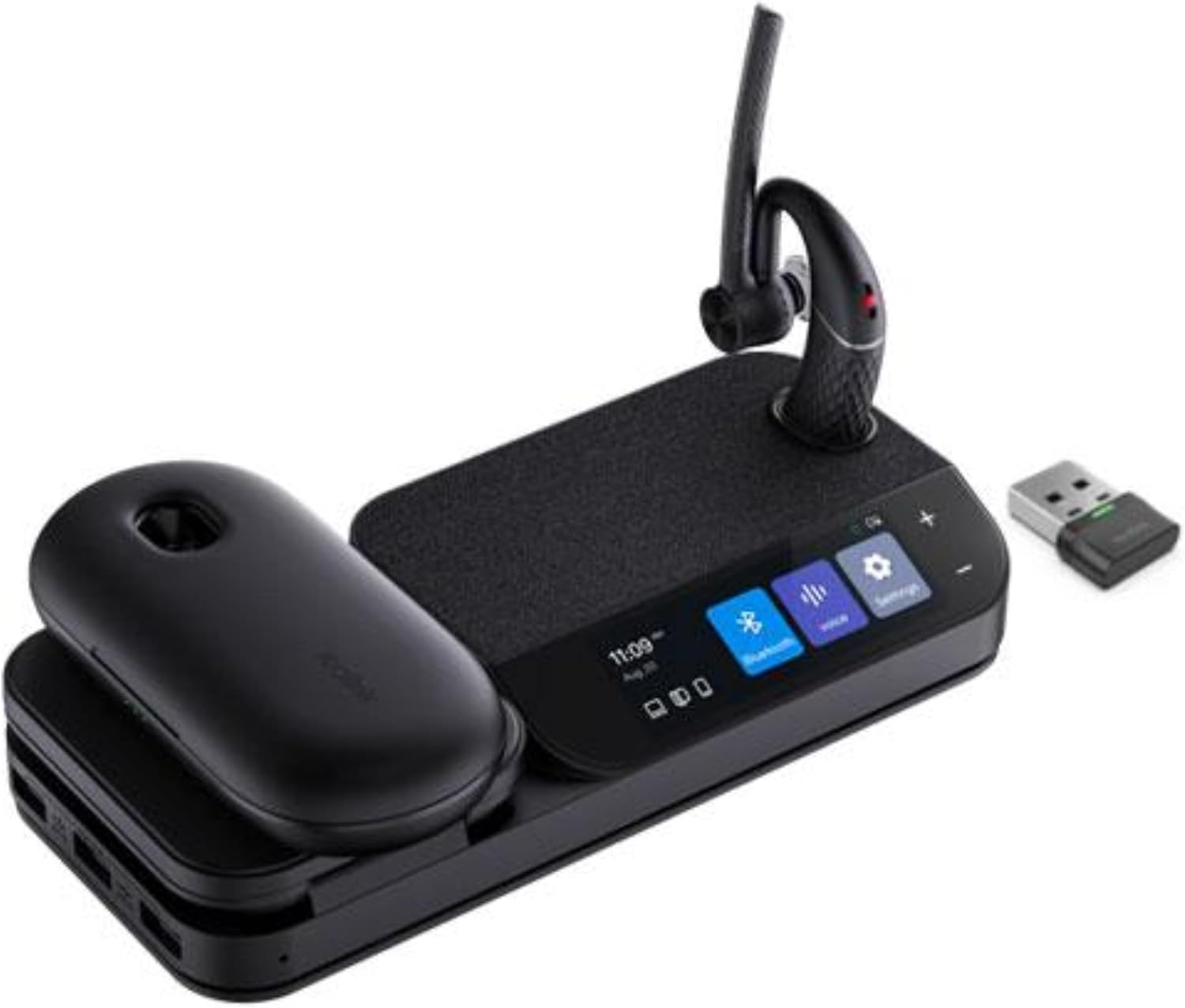 YEALINK BH71 Bluetooth Wireless Mono Headset, BHB710 Workstation w/ 3' Colour Touch screen & Carry Case (+20hrs), Qi Wireless Charging,3 Size Ear Plug