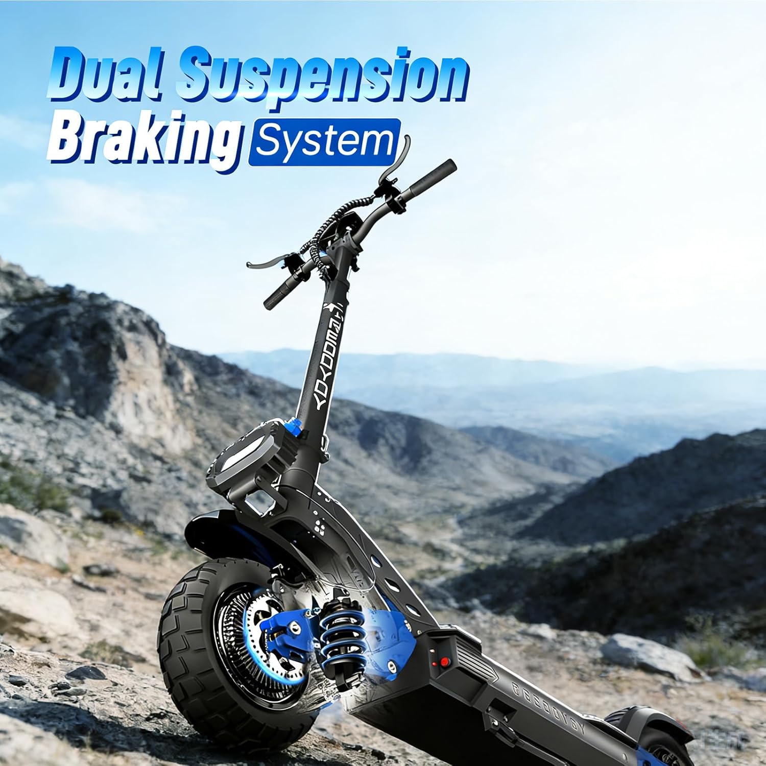 YING LU 5000W Dual Motor Off-Road Electric Scooter for Adults, 50MPH All-Terrain Electric Scooter, Foldable Design with Adjustable Handlebars, 60V 25AH Long-Range