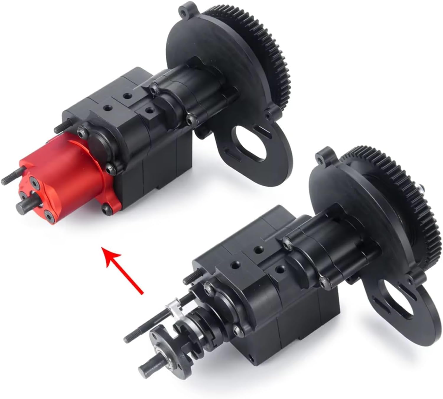 RC Cars Models Parts For Axial For SCX10 1/10 Metal 2 Speed Transmission Transfer Case Cutoff Gearbox With Motor Gear RC Car Truck Upgrade Parts