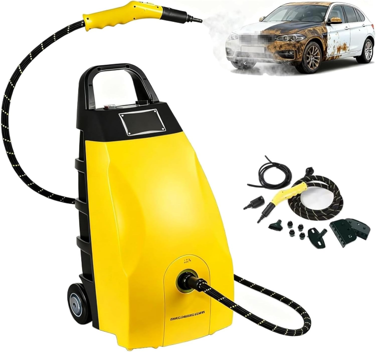 Multi-Purpose Steam Cleaner - 3000W High-Pressure Continuous Steam Washer for Home, Car, Hotel & AC Cleaning | Floor Steam Cleaner for Home Appliances & Auto Detailing Yellow