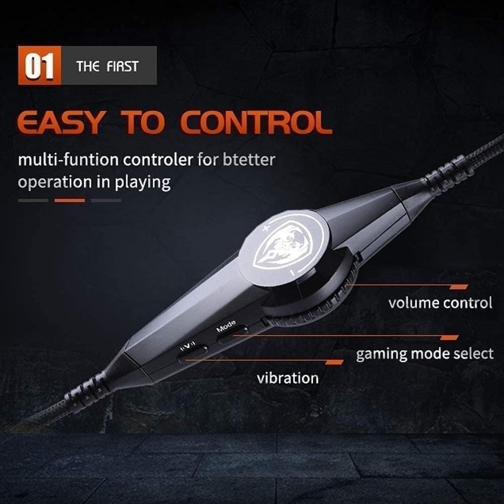 High-end USB Headset, 7.1 Surround Sound PC Gaming with Cable and Noise Cancelling Mic Headphones for Laptops, Computer,with RGB Light