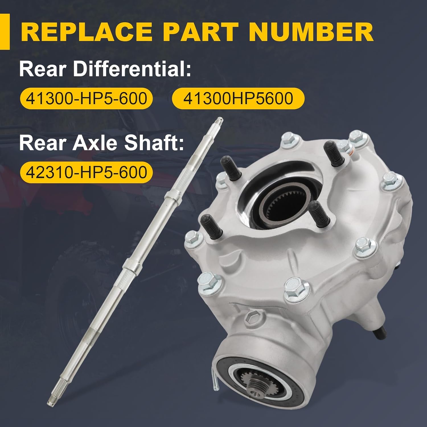 Rear Final Gear Differential with Rear Axle Shaft Compatible with Honda Rancher 2007-2013 TRX420 TRX420FM TRX420FPE TRX420FPM TRX420TE TRX420TM # 41300HP5600 41300-HP5-600