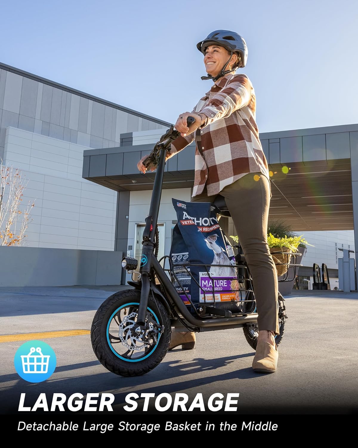URBANMAX Electric Scooter with Seat, 300W Motor, 15.5MPH Top Speed, 20 Miles Range, Adults Electric Scooter with Large Storage Basket for Pets Dogs and Items，C1S-V1