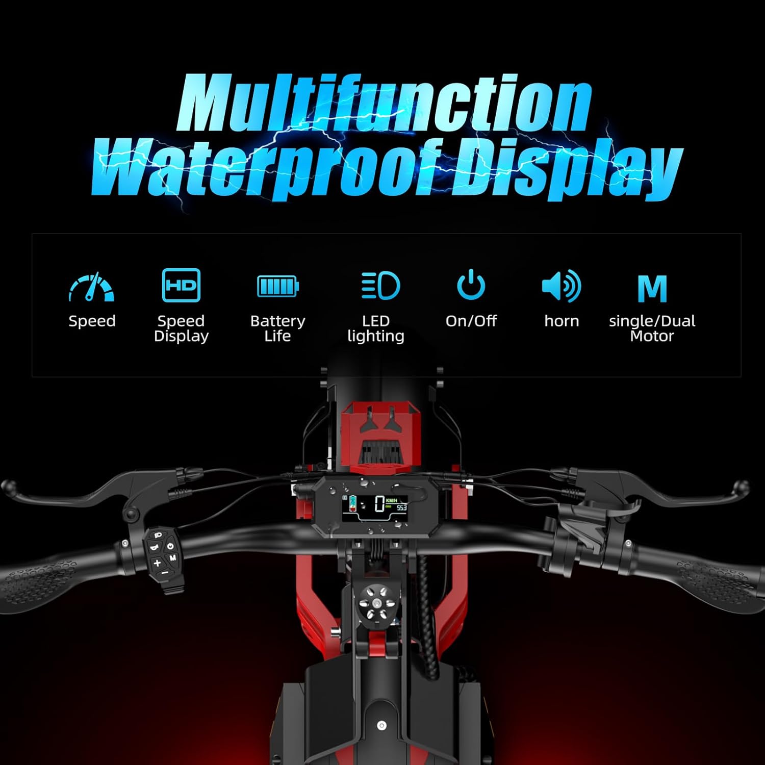 V2 5600W Dual Motor Electric Scooter for Adults, 48V26AH Lithium Battery, Up to 45MPH, 55 Miles Range, Dual Suspension, Dual Brakes, 3 Speed Modes, LCD Display – Off-Road Folding E Scooter