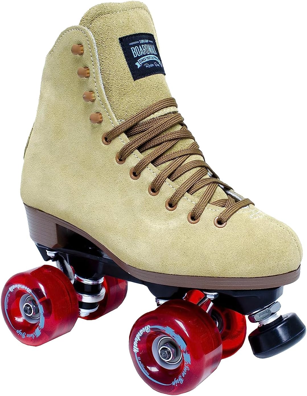 Sure Grip Tan Boardwalk Outdoor Roller Skates for Men & Women | Made in USA and Imported | 65mm Wheels with Nylon Sole Material - ABEC 3 Bearings with 5/8