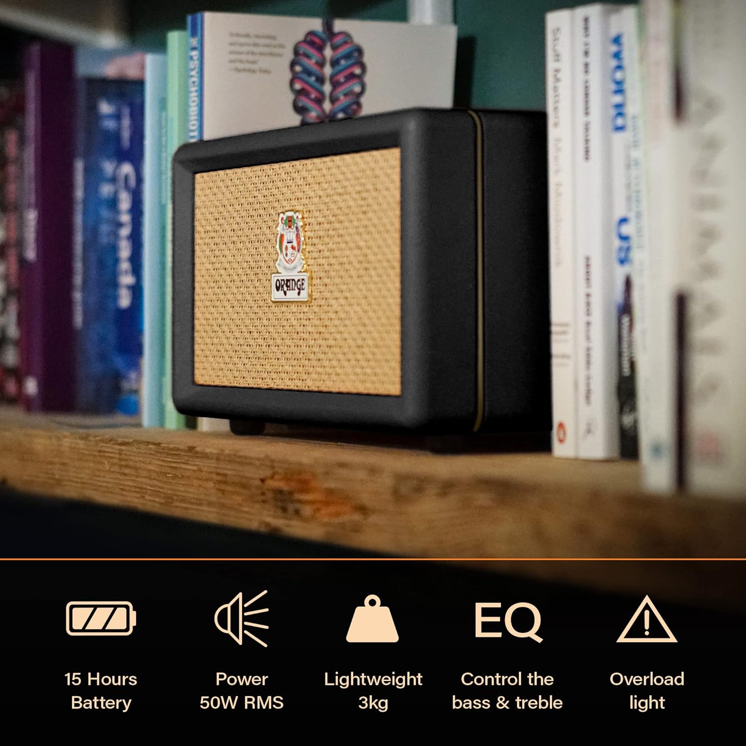 Orange Box - Portable Bluetooth Speaker Delivering Studio Audio Sound, 15M Range, 50W RMS Power, Long Battery Life, iOS & Android Connectivity - Great for Picnics, Festivals, BBQs and Holidays​