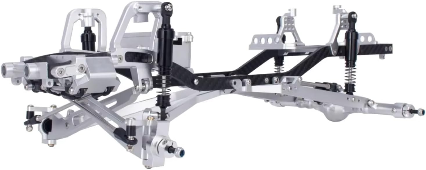 for Axial for SCX10 I II III for TRX4 for Desert Truck for Capra 1/10 CAC Aluminum Twin I-Beam 2WD Pre-Runner for Chassis Kit RC Crawler Upgrade RC Car Parts(Silver)