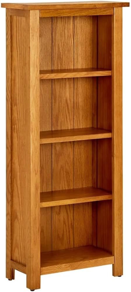 GeoHome 4-Tier Bookcase | Wooden 4-Shelf Bookshelf | Rustic Wood Bookcase for Bedroom Living Room Home Office | Brown Solid Oak Wood and MDF 17.7