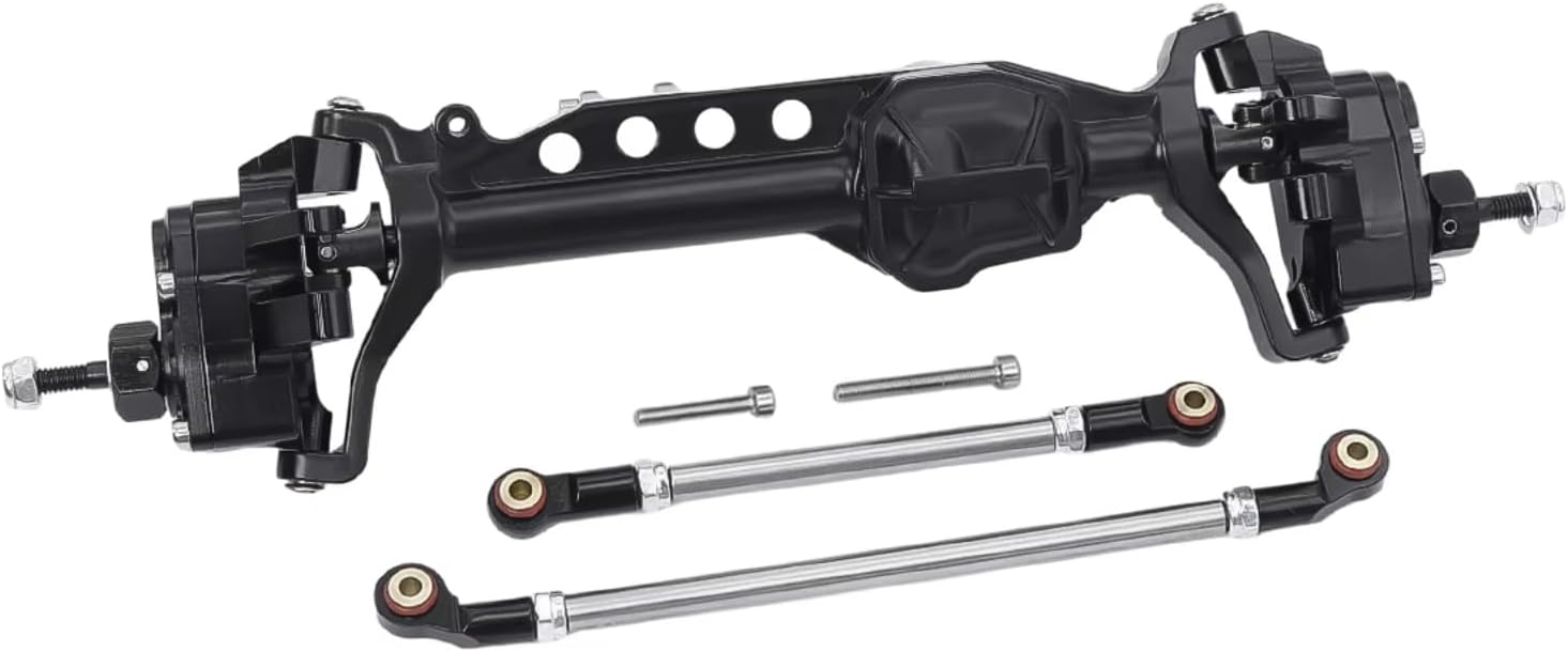Rc Crawlers Axles For Axial For SCX10 III AXI03007 1/10 Aluminum Alloy Front And Rear Portal Axle Complete Upgrades Parts RC Crawler Car(Black,1set)
