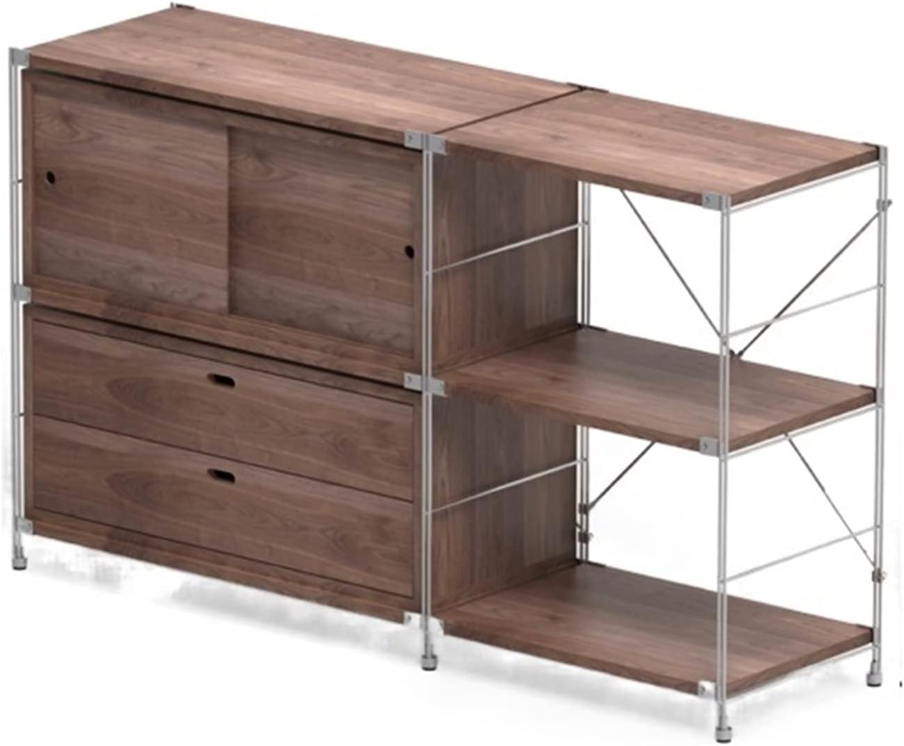 Stainless Steel Magazine Side Cabinet, Floor Bookcase TV Cabinet Shelf for Bedroom and Living Room MINGPING (Color : 146x40x86cm set4)