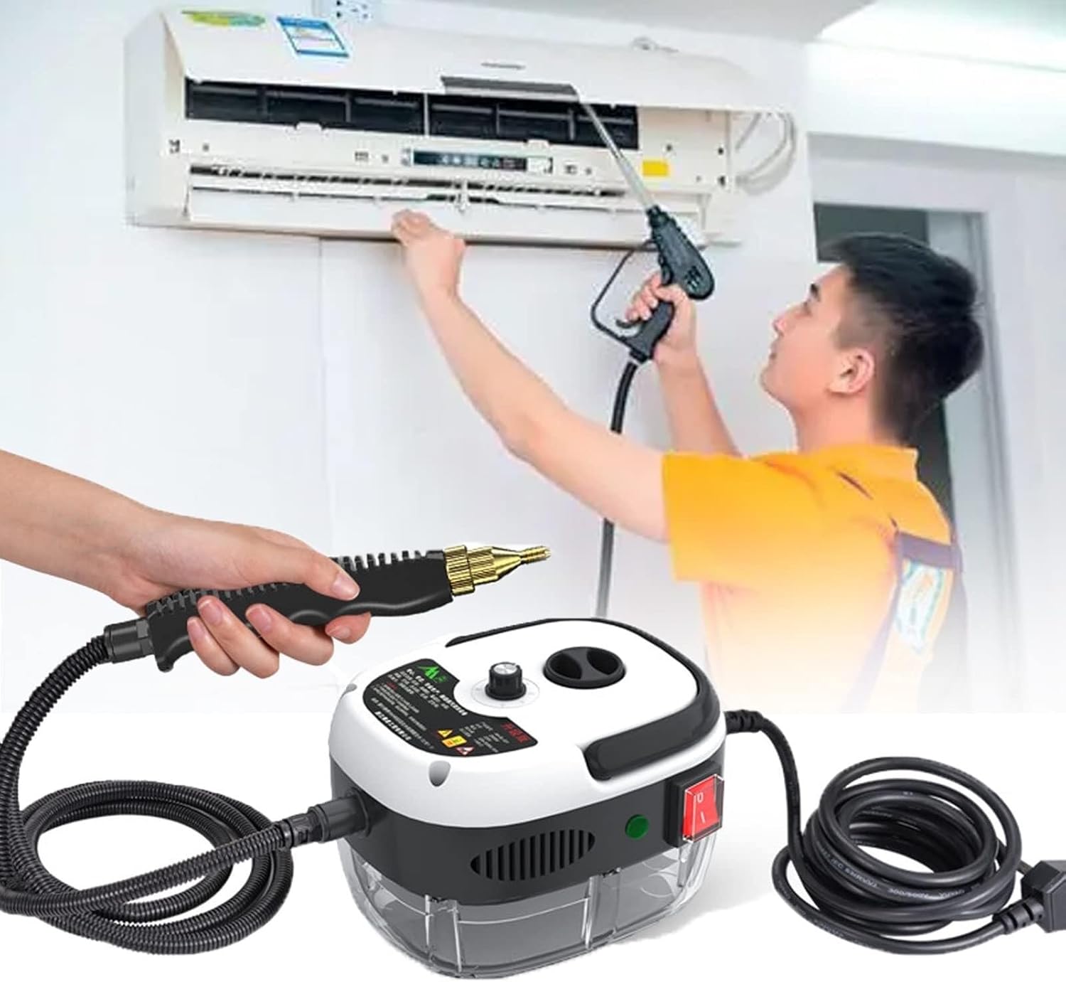 2500W High Pressure Steam Cleaner, Multi-Purpose Hand-held Steamers Portable Steam Cleaning Machine Powerful Steam Tool(White)