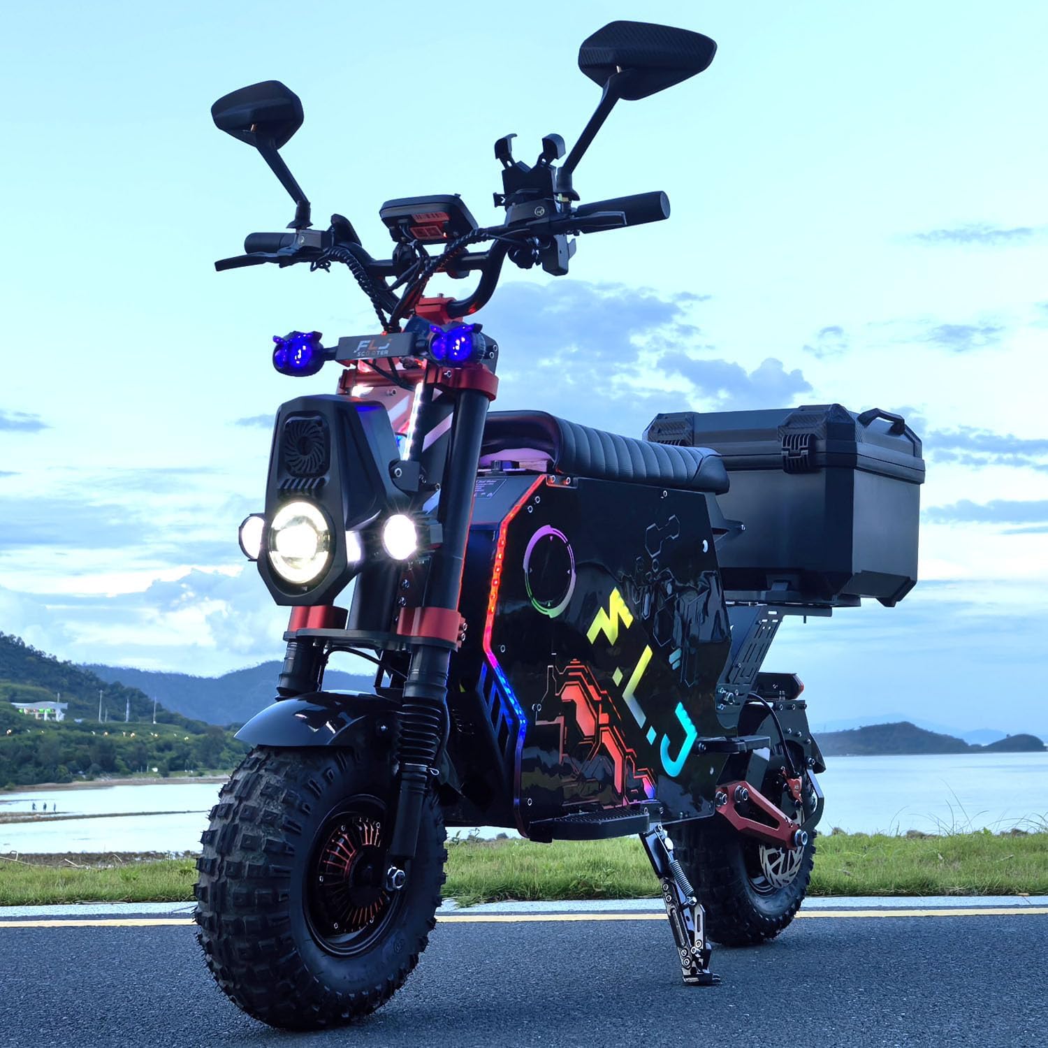 F14 Electric Scooter for Adults, 100Ah Removable Battery, 72V 12000W Dual Motor eBike, Top Speed 68MPH, 188Miles Range Kick Electrical Scooters, 14inch Fat Wheel