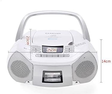 Portable Top Loading CD Boombox with AM/FM Stereo Radio in White | CD-R/CD-RW/MP3 Compatible | LCD Display | AUX USB Input AC/Battery Powered