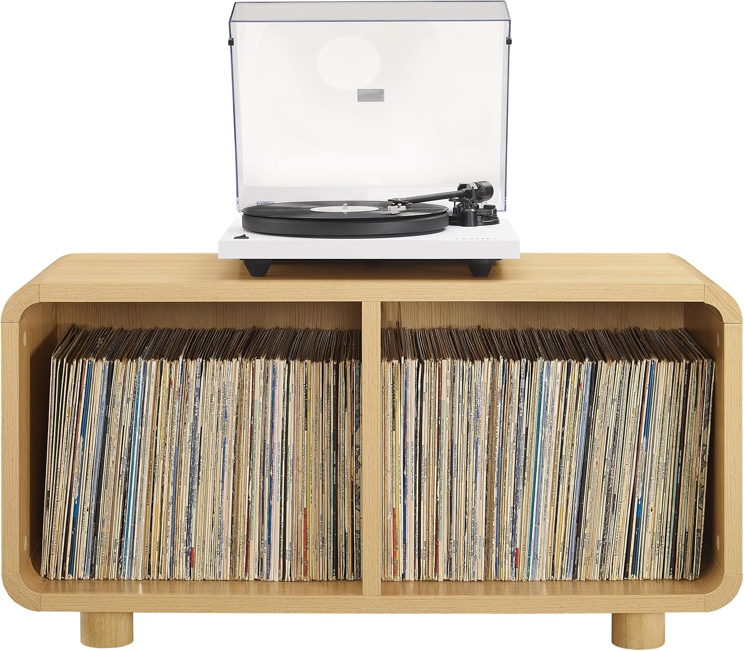 Crosley Furniture Zoe Medium Modern Media Console and Record Player Stand with Storage for Vinyl Records