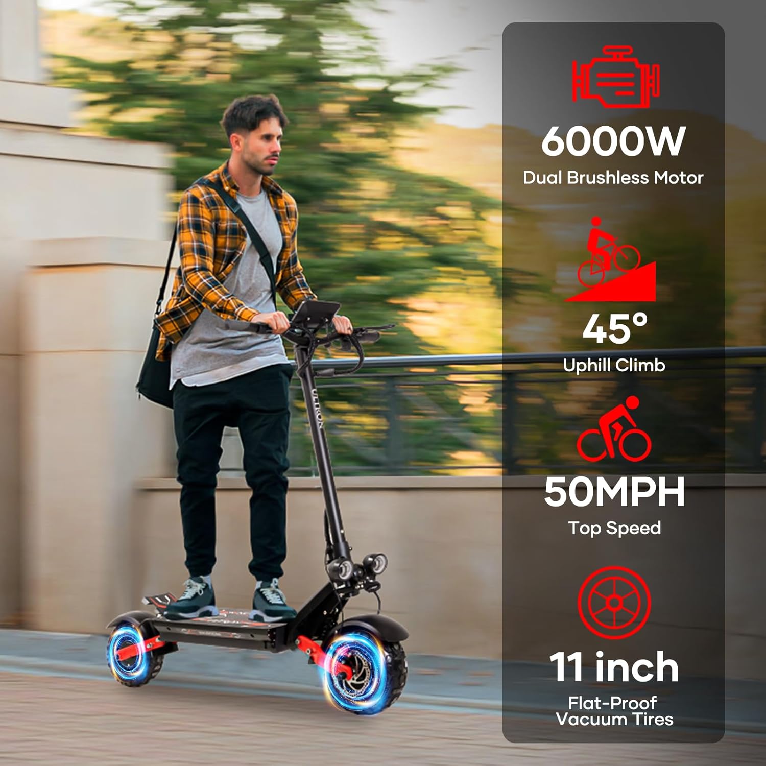 S3 Electric Scooter for Adults, 6000W Dual Motors, Up to 50MPH & 55 Miles, 60V 24Ah Battery, 11