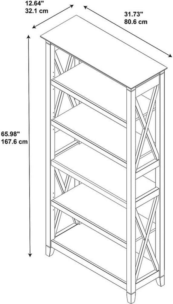 Home Square 5 Shelf Wood Bookcase Set in Pure White Oak (Set 0f 2)
