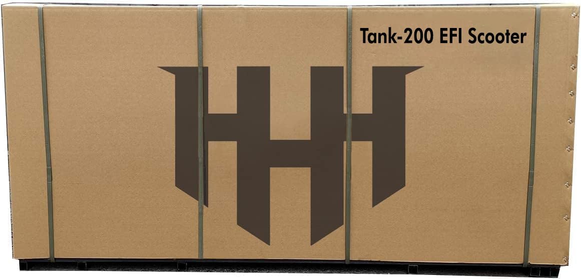 HHH Tank 200 EFI ( Electronic fuel injection ) Scooter TANK 200cc Mototcycle Adults Street Bike Fully Automatic with Matching rear trunk ( Red )