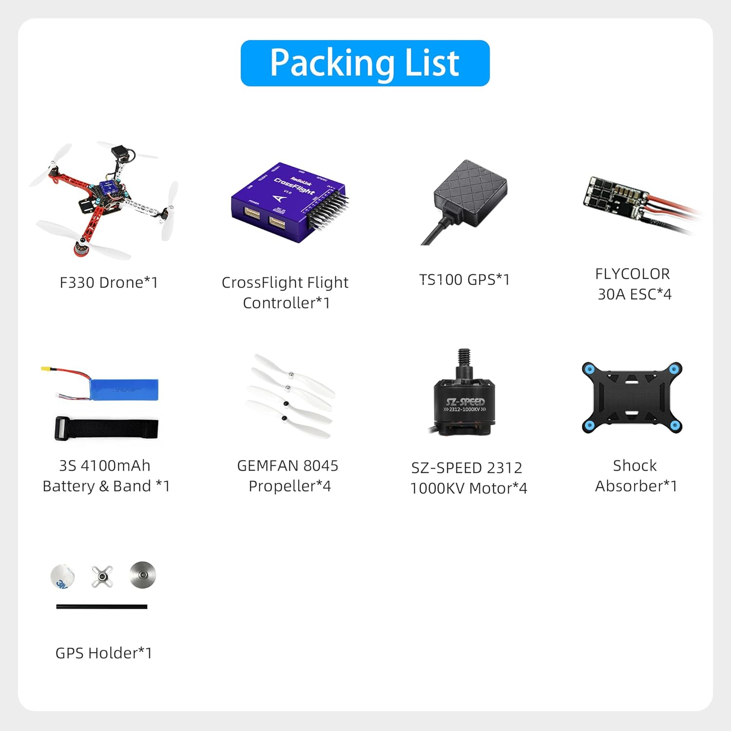 Radiolink F330 RC Drone 330mm wheelbase quadcopter with Crossflight flight controller and TS100 GPS, suitable for racing, aerial photography, automatic inspection and other fields（PNP Version）