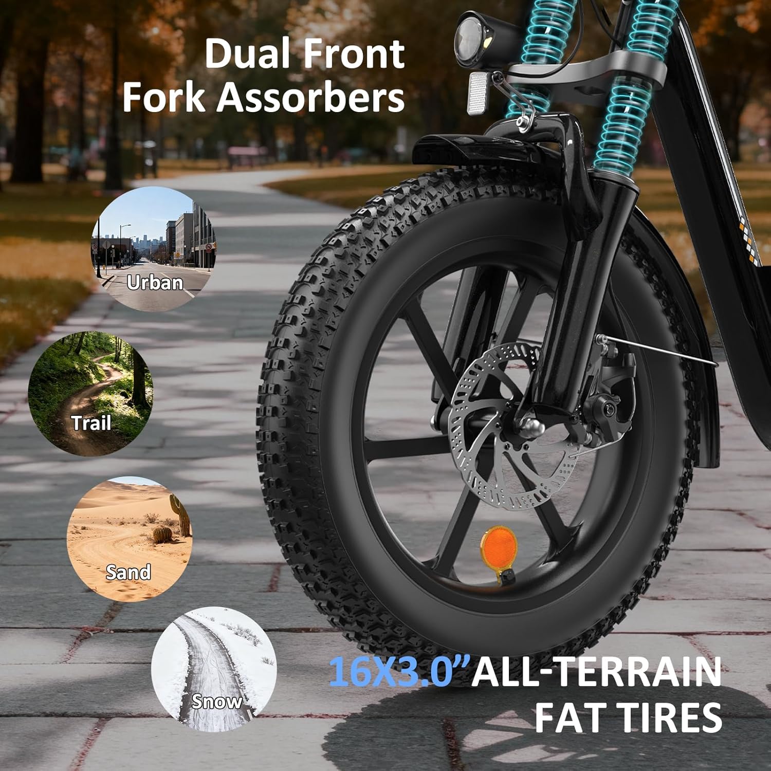 GREATWORK Peak 1200W/1500W Electric Scooter with Seat, 480/720Wh Removable Battery, Max 30/45 Miles Range, 20/25MPH Top Speed, 16x3.0 Fat Tire Motorcycle Style E Scooter for Adults with Basket
