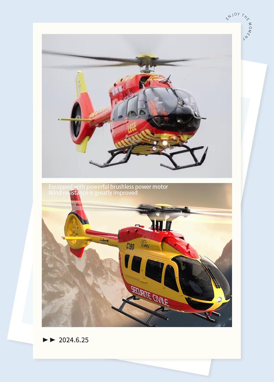 C190 H145 6CH Remote Control Helicopter Aircraft for Adults Beginners RC Heli Single Rotor No Ailerons Maintain Altitude Hover/Optical Flow Positioning RTF 335MM (Yellow 2-Battery)