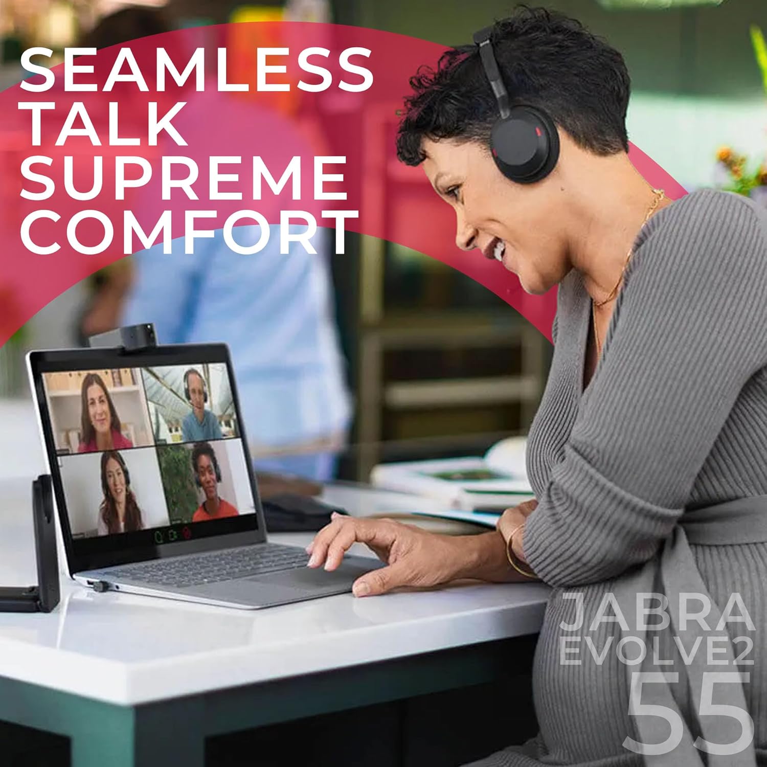 Jabra Evolve2 55 MS Mono Bluetooth Noise Cancelling Headset(Link380a) Compatible with Mac PC,Smartphones & Tablets - with GTW Microfiber Cloth and Global Teck Gold Support Plan