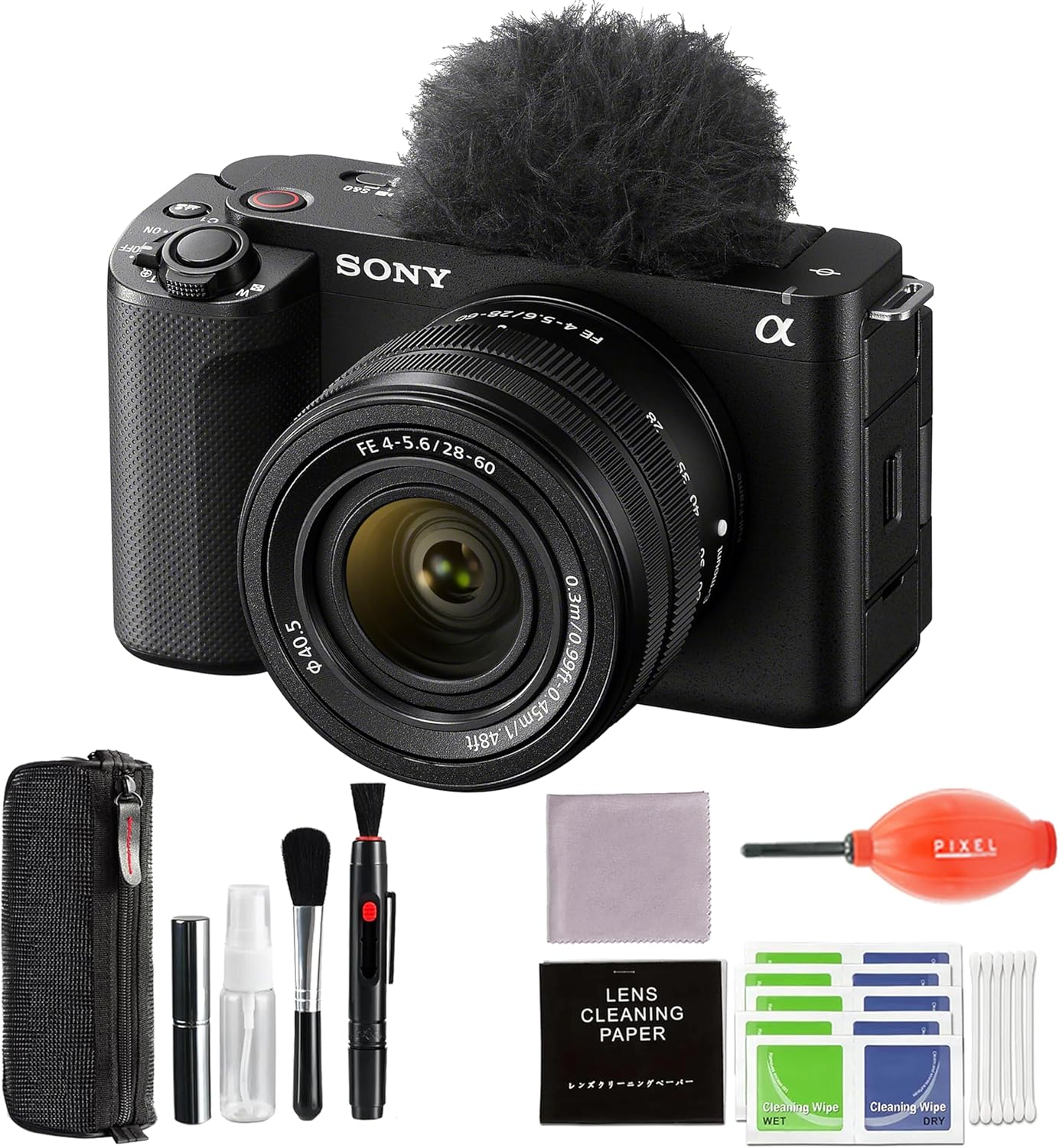 Sony Alpha ZV-E1 Full-Frame Interchangeable Lens Mirrorless Vlog Camera with 28-60mm Lens with Pixel Advance Accessories & Travel Bundle