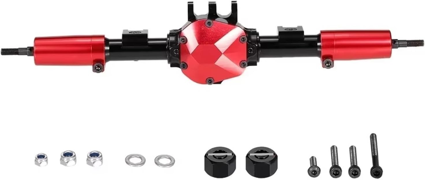 RC Car Parts Compatible with Axial for SCX10 II 90046 90047 1:10 RC Crawler Car CNC Metal Front Rear Axle with Protector Upgrade Parts(Front and Rear)
