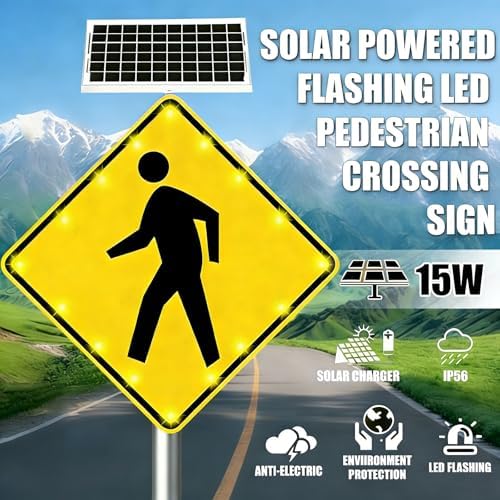 Solar Powered LED Pedestrian Crossing Sign, 30