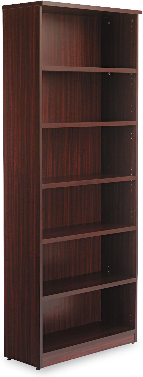 Alera VA638232MY Valencia Bookcase, 6-Shelf, 31-3/4 x 14 x 80-3/8, Mahogany