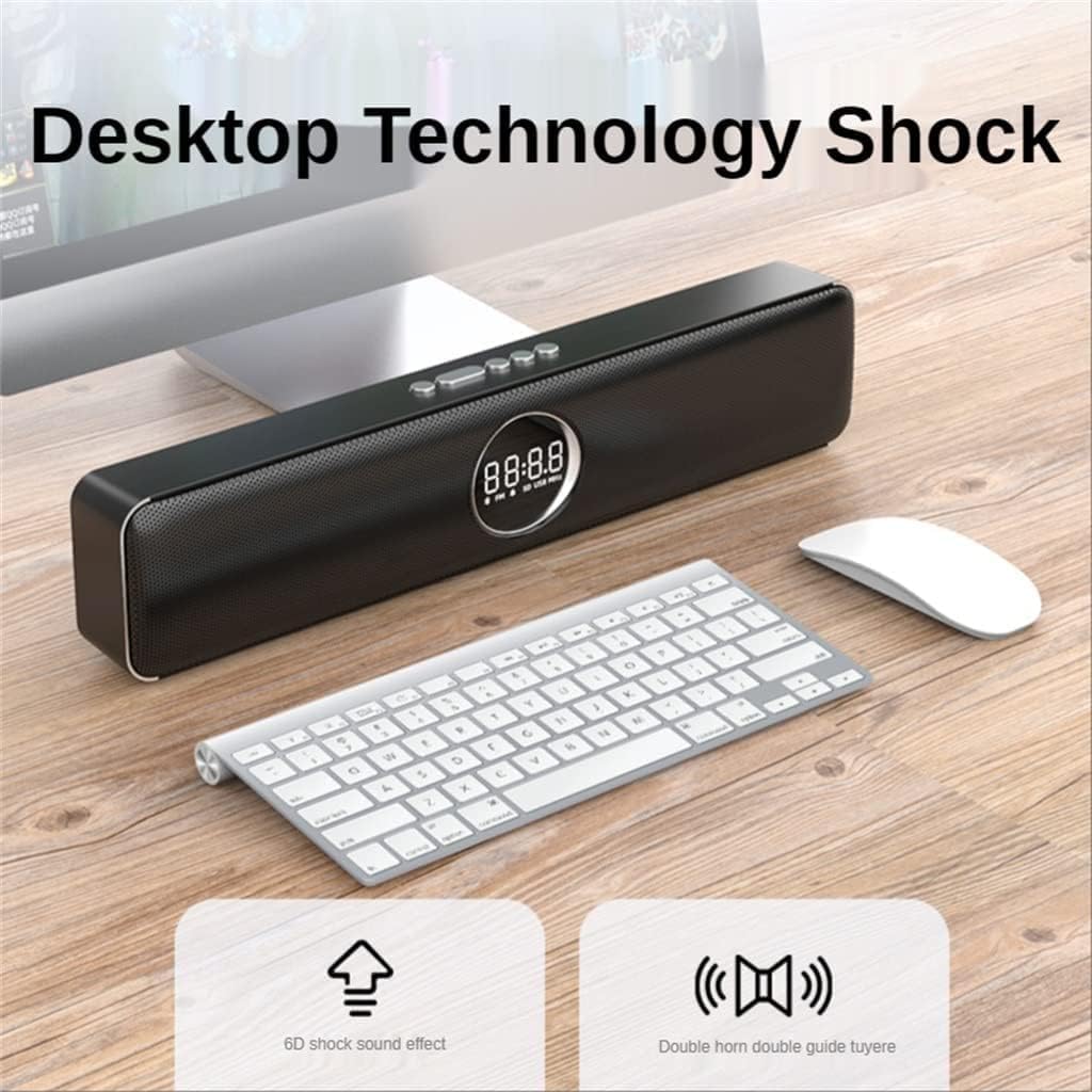 Computer Speakers for Desktop, Desktop Speaker Subwoofer Portable Speakers Led Computer Audio with Alarm Clock Soundbar Pc Sound Box Video
