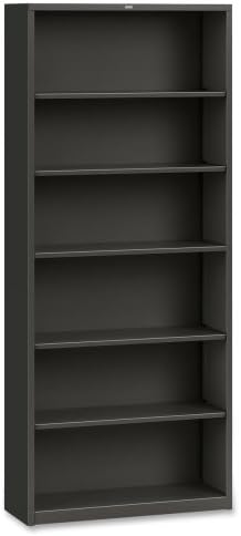 HON COMPANY, Metal Bookcase, 6 Shelves, 34-1/2w x 12-5/8d x 81-1/8h, Charcoal