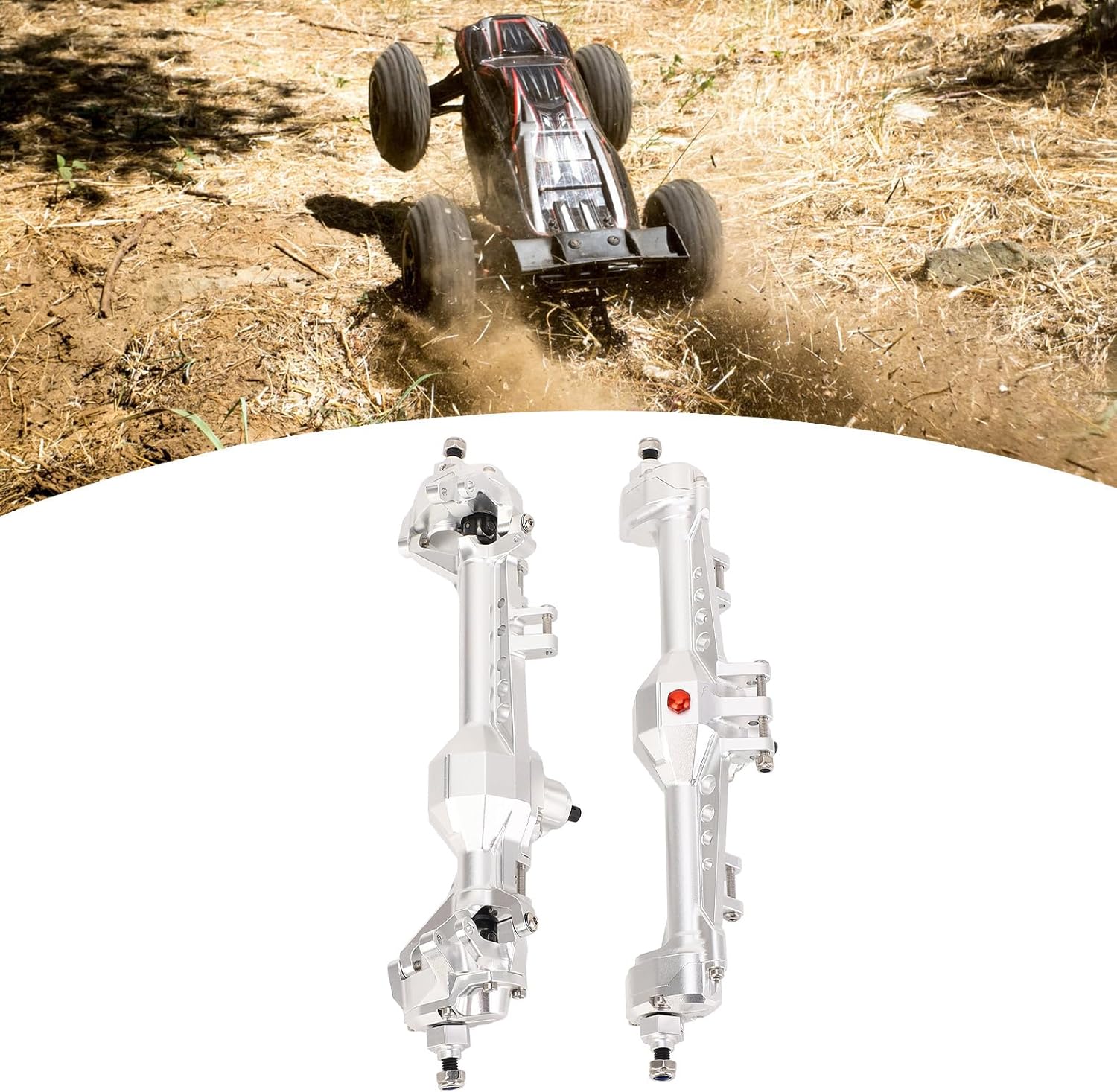 Aluminum Alloy Portal Axle Set, Stainless Steel Metal Front Rear Portal Axle Assembly Adjustable Shock Mount Drive Shaft with Stainless Steel for 1/10 RC Crawler