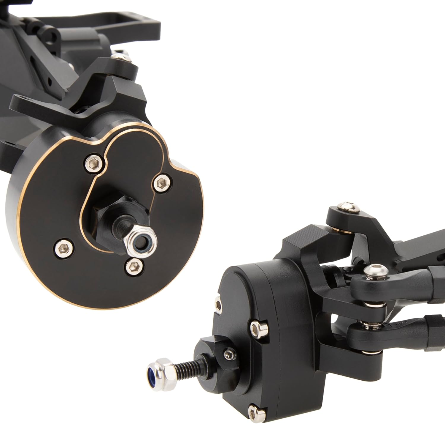 MEUS RACING Capra 1.9 Portal Axles Kit with Isokinetic 3-Section CVDs and Ackerman Steering Structure for Axial Capra 1.9 4X4 and DIY SCX10 SCX10 II Upgrades Parts (Black - 4WS)