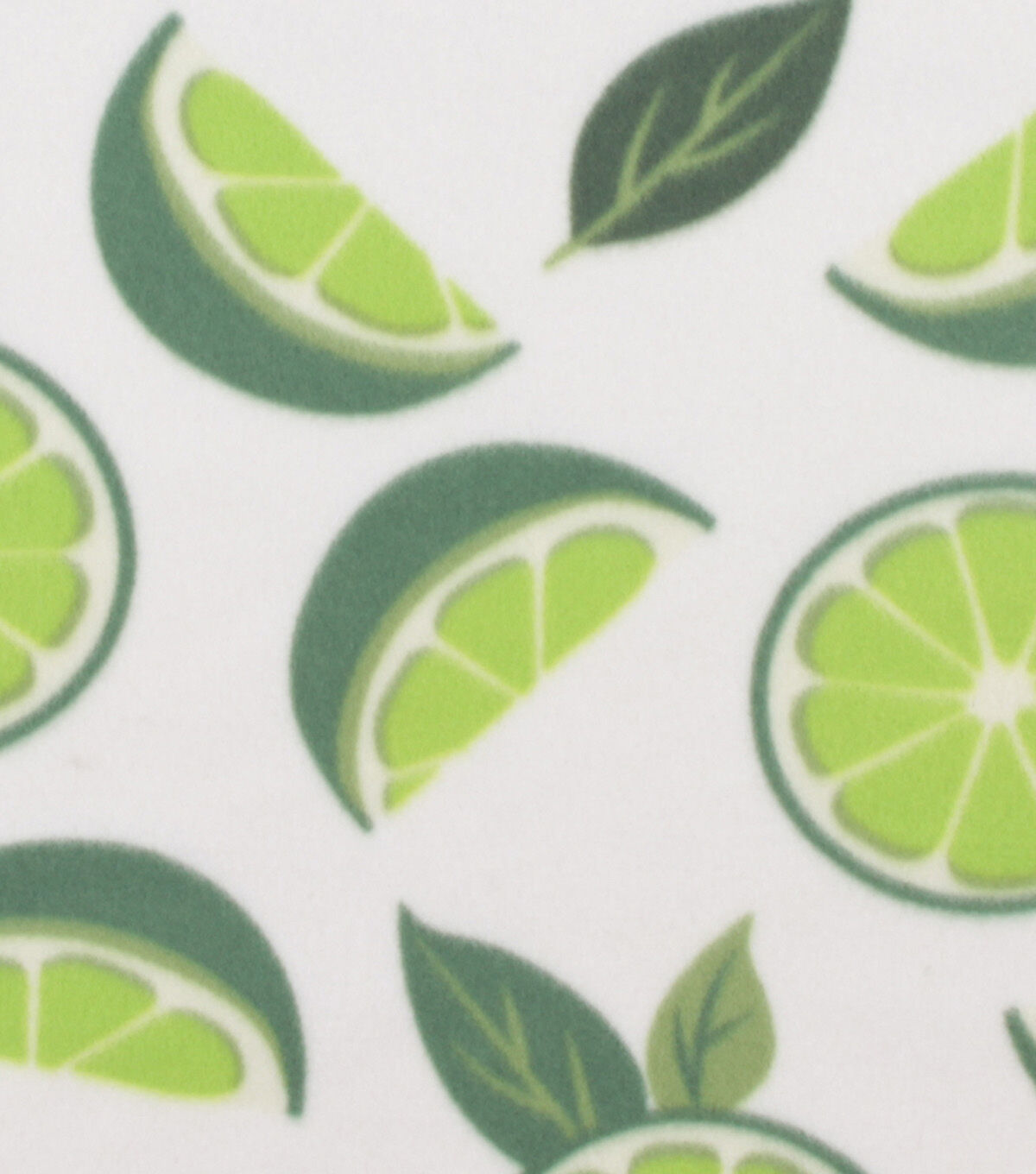 Bold Summer Lime Slices on White Blizzard Fleece Fabric