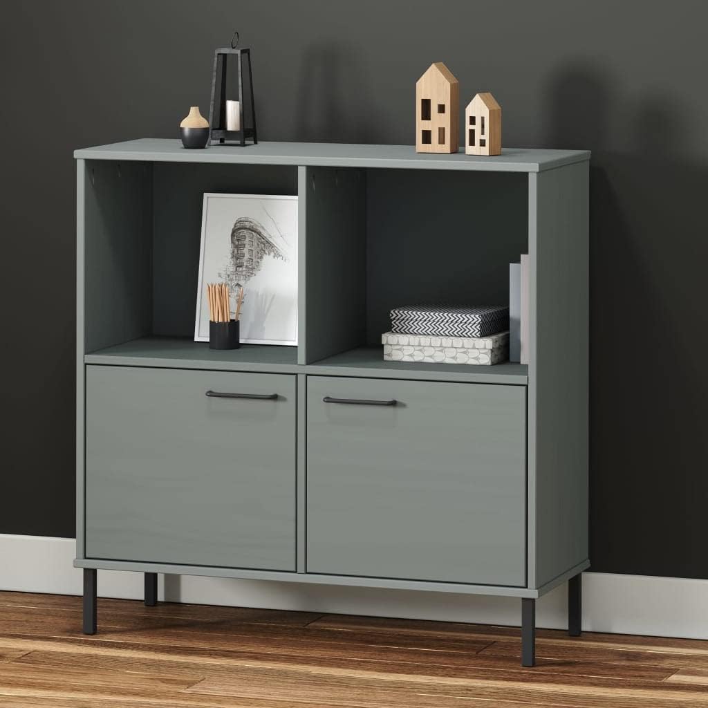CHARMMA Bookcase with Metal Legs Gray 35.4