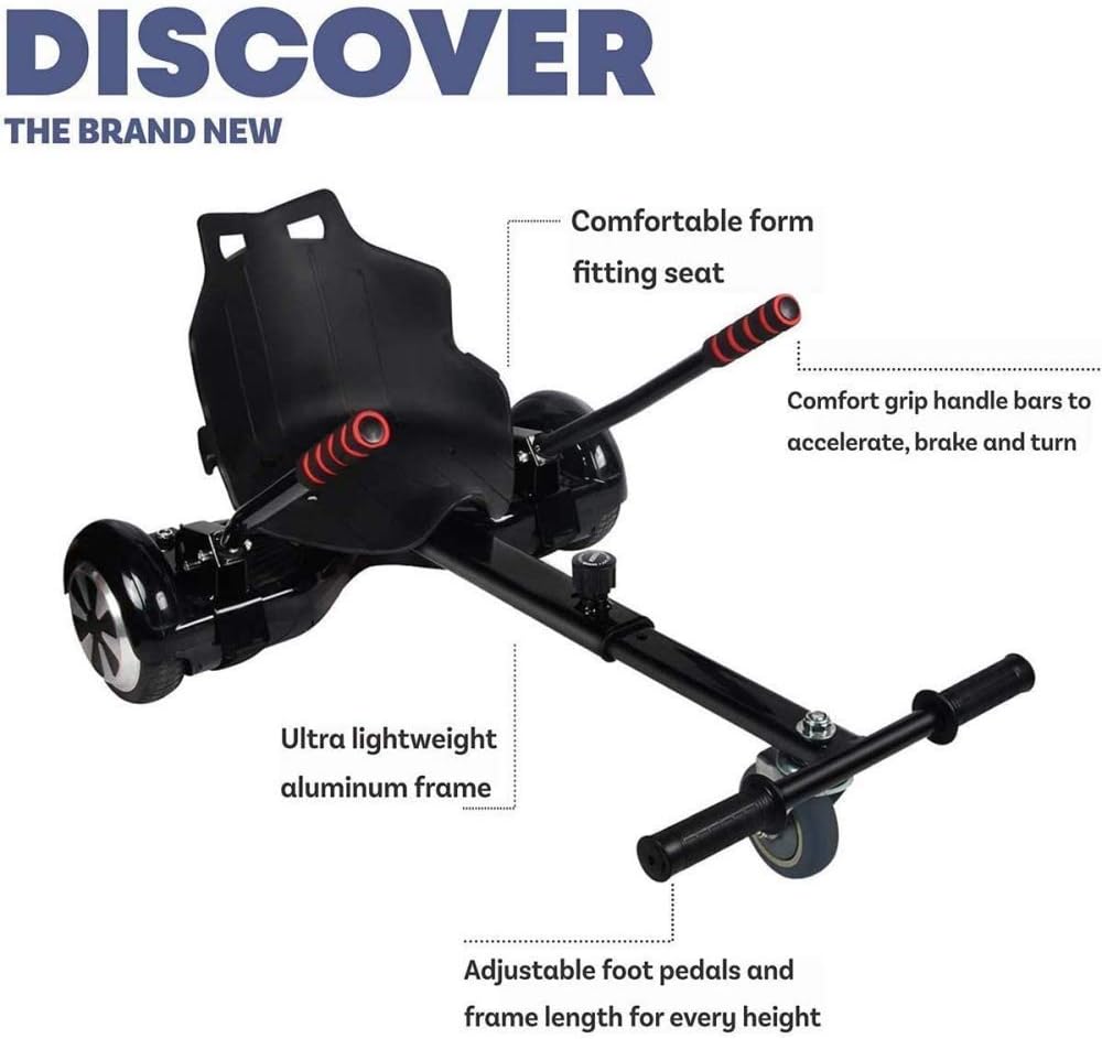 Universal Hoverboard Seat Attachment Hover Board Go Kart with Adjustable Frame Length Compatible with Most Hoverboard Self Balancing Scooters