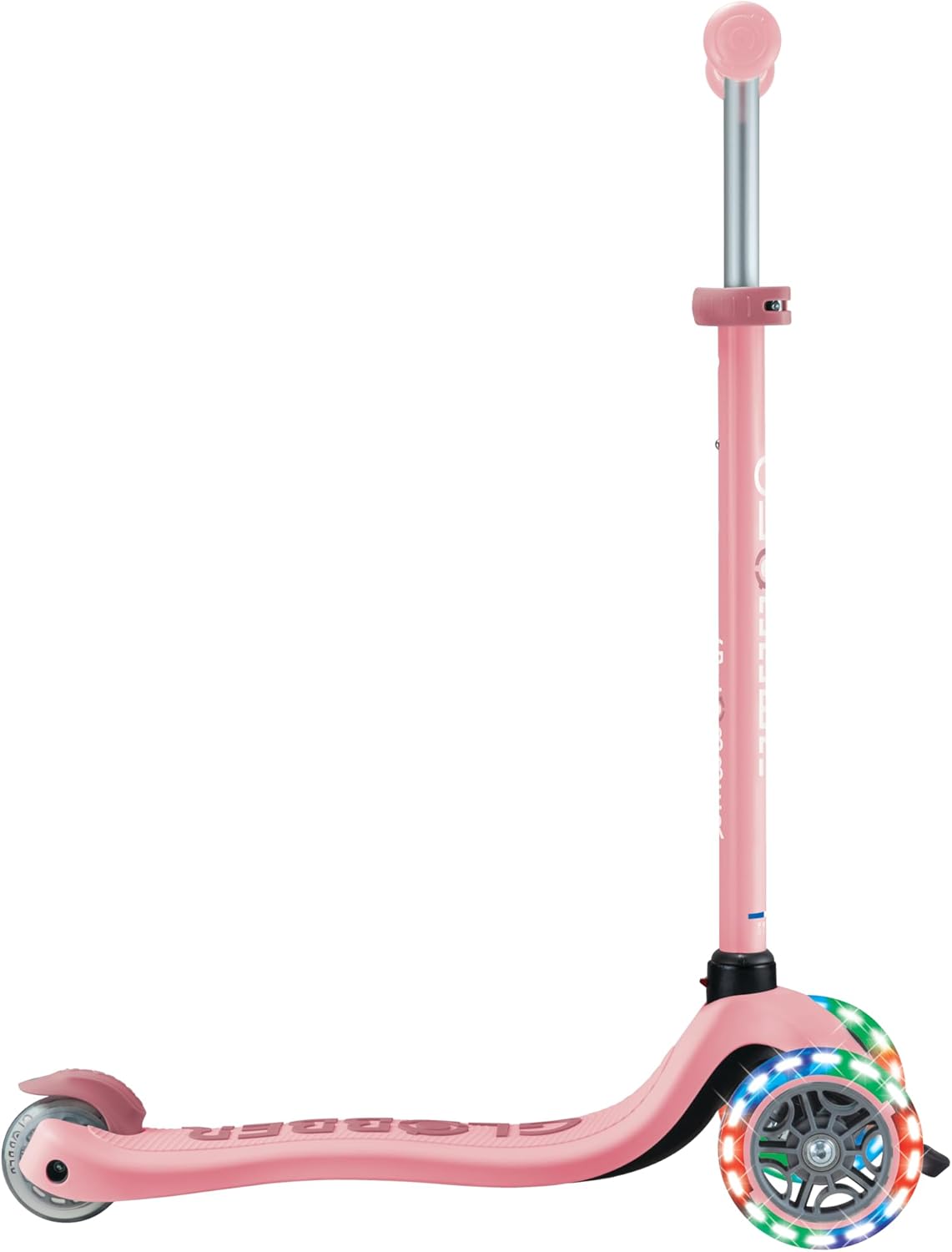 Globber GO•UP Sporty Lights – Scalable Scooter with 3 Wheels with Seat – Children from 15 Months – Pastel Pink