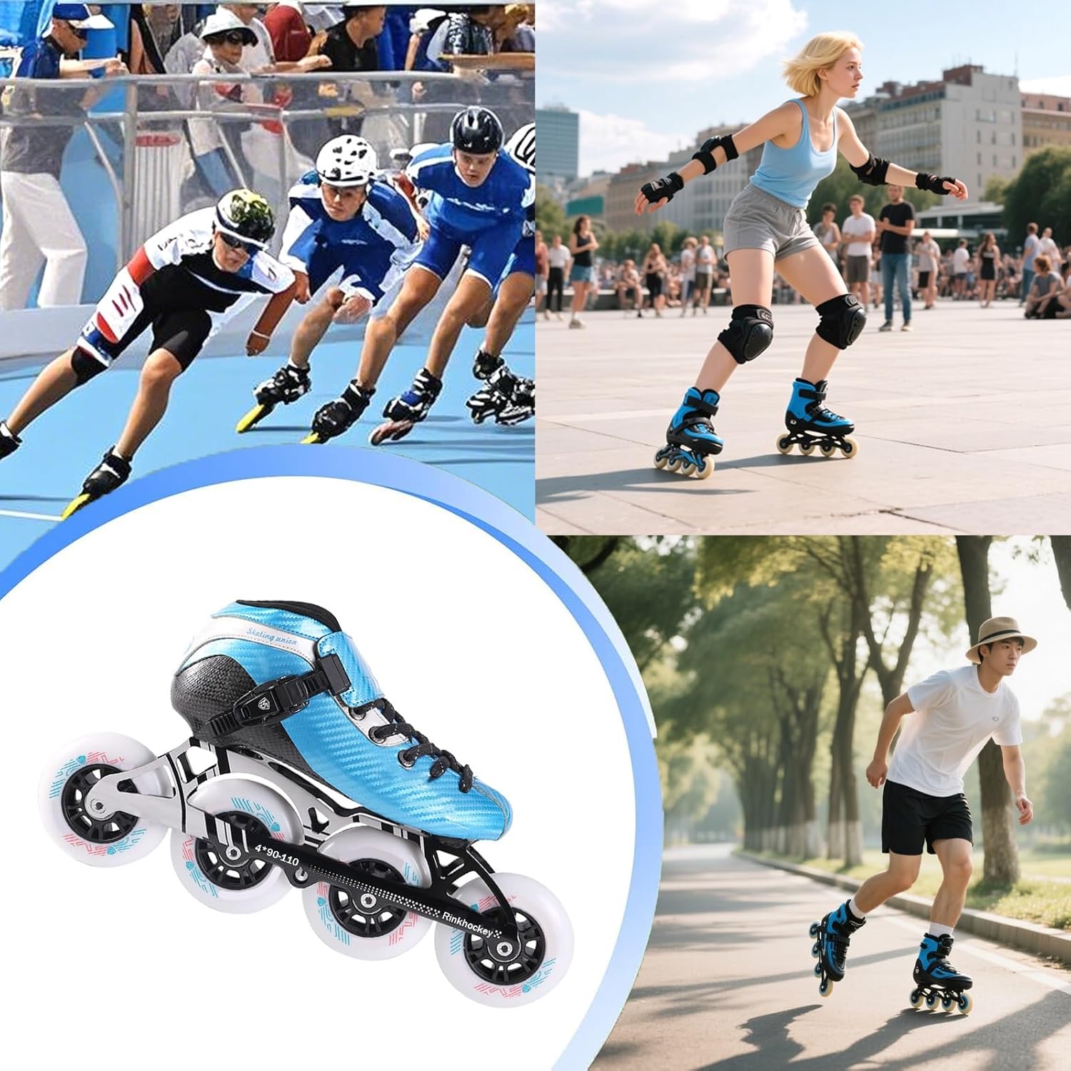 Inline Speed Skates Adult for Women and Mens, Heat Moldable High Performance Racing Skates, Carbon Fiber Professional Competitive Skating Roller Skates, Unisex