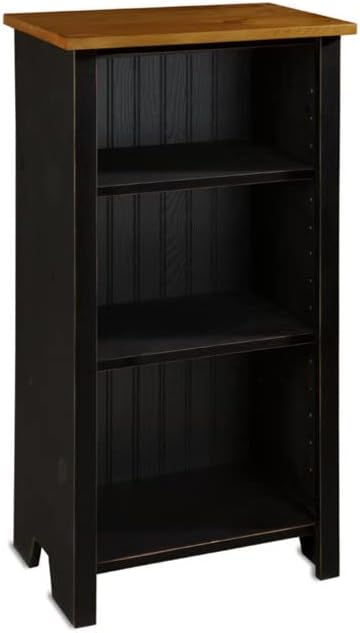 Sawdust City Real Wood Small Bookcase with Adjustable Shelves (Old Black & Chestnut)